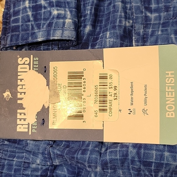 Reel Legends Blue Grid Cargo Fishing Shorts - Picture 6 of 8